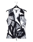 Sleeveless V-Neck Center Front Tie Top - Geo Sketch - Final Sale!