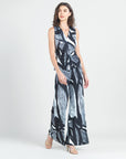 Sleeveless V-Neck Center Front Tie Top - Geo Sketch - Final Sale!