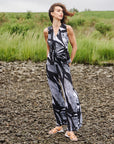Sleeveless V-Neck Center Front Tie Top - Geo Sketch - Final Sale!