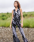 Sleeveless V-Neck Center Front Tie Top - Geo Sketch - Final Sale!