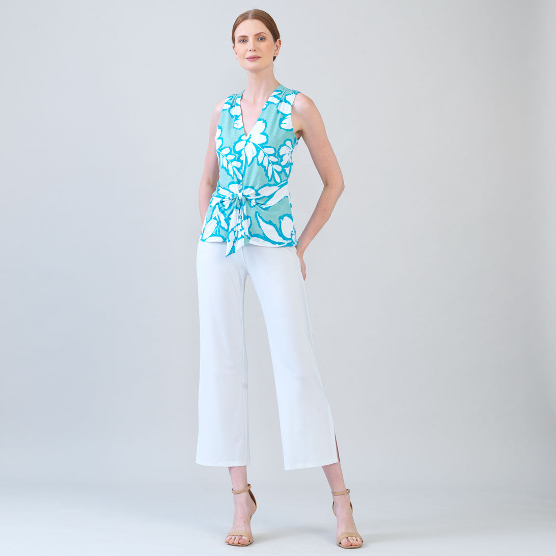 Sleeveless V-Neck Center Front Tie Top - Paradise Petal – Clara Sunwoo