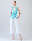 Sleeveless V-Neck Center Front Tie Top - Paradise Petal - Limited Sizes