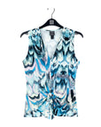 Sleeveless V-Neck Center Front Tie Top - Abstract Prism - Final Sale