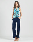 Sleeveless V-Neck Center Front Tie Top - Abstract Prism - Final Sale