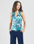 Sleeveless V-Neck Center Front Tie Top - Abstract Prism - Final Sale