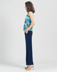 Sleeveless V-Neck Center Front Tie Top - Abstract Prism - Final Sale