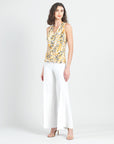 Sleeveless V-Neck Center Front Tie Top - Wild Leaves - Final Sale!