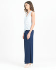 Sleeveless V-Neck Center Front Tie Top - White