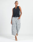 High Rise Scrunch Pocket Gaucho Pant - Geo Rectangle