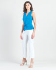 Sleeveless V-Neck Center Front Tie Top - Brilliant Blue - Limited Sizes - XS, SM, MED