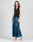 Crinkle Pleat Knit - Tiered Skirt-Pant - Water Ripple-Cobalt - Final Sale!