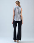 Shimmer Dots - V-Neck Draped Tie Top - Silver