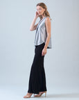 Shimmer Dots - V-Neck Draped Tie Top - Silver