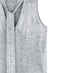 Shimmer Dots - V-Neck Draped Tie Top - Silver