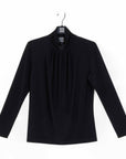 Mock Neck Pleated Detail Top - Black - Limited Sizes!