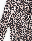 Crushed Silk - Mock Neck Pleated Detail Top - Cheetah Spot - Final Sale