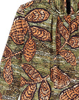 Mock Neck Pleated Detail Top - Mosaic Leaves - Final Sale!