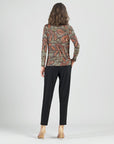 Mock Neck Pleated Detail Top - Mosaic Leaves - Final Sale!