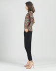 Mock Neck Pleated Detail Top - Mosaic Leaves - Final Sale!