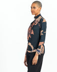 Mock Neck Pleated Detail Top - Abstract Lily - Final Sale!