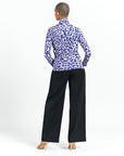 Foil Knit - Mock Neck Pleated Detail Top - Plum Cheetah