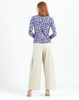 Foil Knit - Mock Neck Pleated Detail Top - Plum Cheetah - Final Sale!