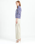 Foil Knit - Mock Neck Pleated Detail Top - Plum Cheetah - Final Sale!