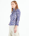 Foil Knit - Mock Neck Pleated Detail Top - Plum Cheetah - Final Sale!