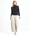 Mock Neck Pleated Detail Top - Black - Limited Sizes!