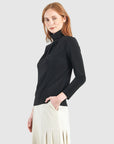 Mock Neck Pleated Detail Top - Black - Limited Sizes!