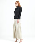 Mock Neck Pleated Detail Top - Black - Limited Sizes!