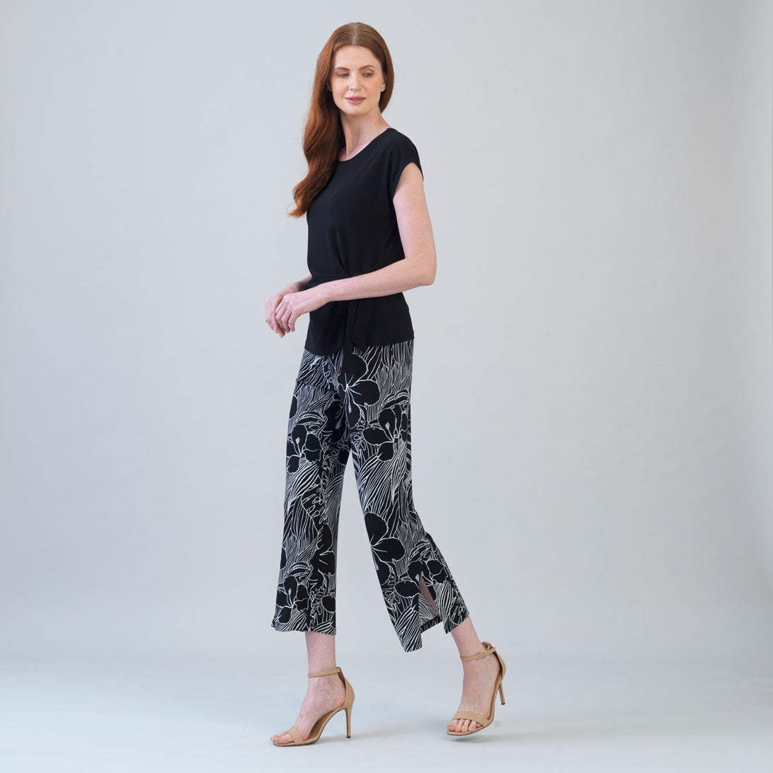 Crepe Knit - Side Slit Ankle Pant - Orchid Sketch - Limited Sizes