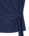 Slant Sleeve Side Tie Top - Navy