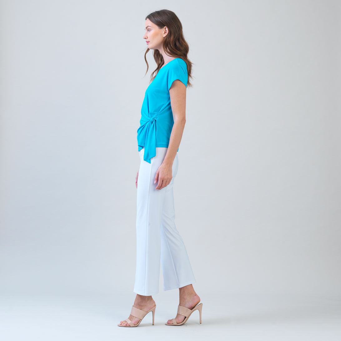 Slant Sleeve Side Tie Top - Turquoise – Clara Sunwoo