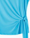 Slant Sleeve Side Tie Top - Turquoise
