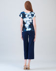 Slant Sleeve Side Tie Top - Midnight Peony