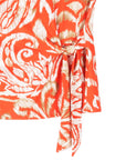 Butter Knit - Cap Sleeve Side Tie Top - Paisley Lotus Coral - Final Sale!