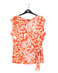 Butter Knit - Cap Sleeve Side Tie Top - Paisley Lotus Coral - Final Sale!