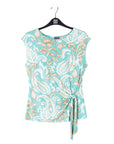Butter Knit - Cap Sleeve Side Tie Top - Paisley Lotus-Turquoise - Final Sale!