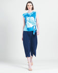 Cap Sleeve Side Tie Top - Water Splash - Final Sale!