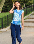 Cap Sleeve Side Tie Top - Water Splash - Final Sale!