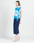 Cap Sleeve Side Tie Top - Water Splash