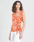 Butter Knit - Cap Sleeve Side Tie Top - Paisley Lotus Coral - Final Sale!