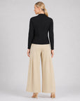 Long Sleeve Crossover Faux Wrap Top - Black - Final Sale