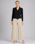 Long Sleeve Crossover Faux Wrap Top - Black - Final Sale
