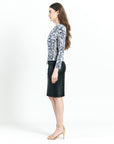 Butter Knit - Long Sleeve Crossover Faux Wrap Top - Python Scale