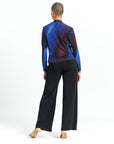 Long Sleeve Crossover Faux Wrap Top - Purple Watercolor - Final Sale!