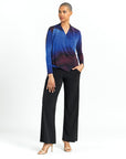 Long Sleeve Crossover Faux Wrap Top - Purple Watercolor - Final Sale!