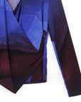 Long Sleeve Crossover Faux Wrap Top - Purple Watercolor - Final Sale!