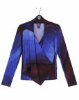 Long Sleeve Crossover Faux Wrap Top - Purple Watercolor - Final Sale!